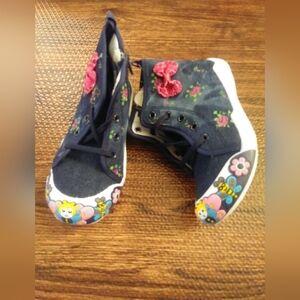 Floral Kids Shoes with Pink Accents